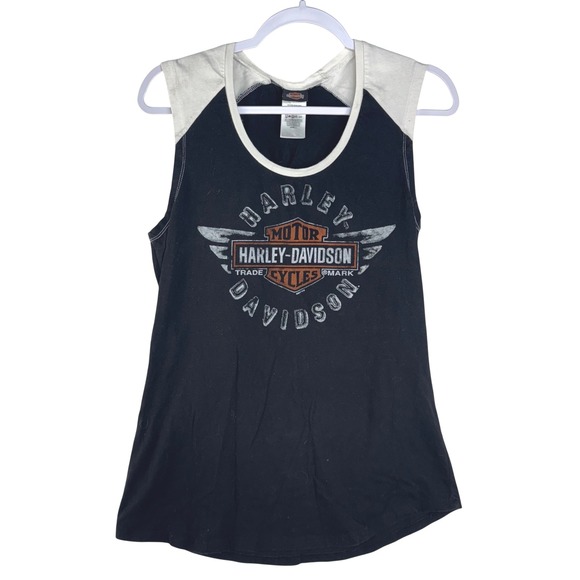 Harley-Davidson Tops - Harley-Davidson Womens Sleeveless Raglan Graphic Tank Top Portland OR Black L